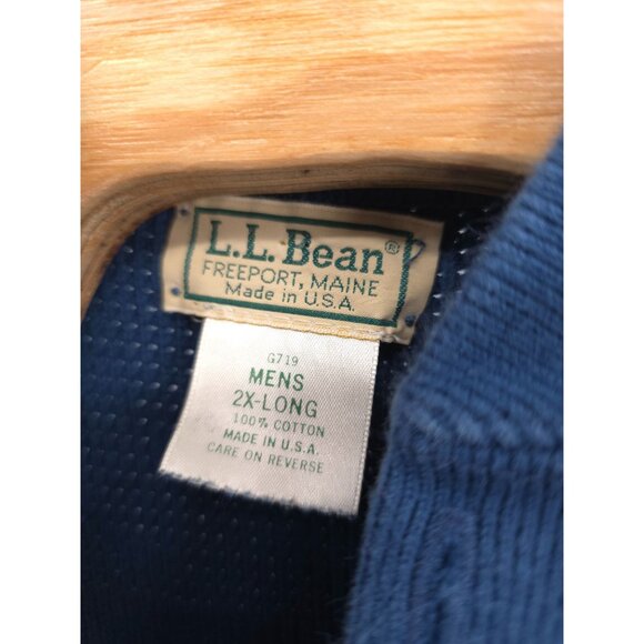 Vintage L.L. Bean Men's Knit Quarter Button Pull Over Sweater XXL Long Blue - Picture 4 of 4